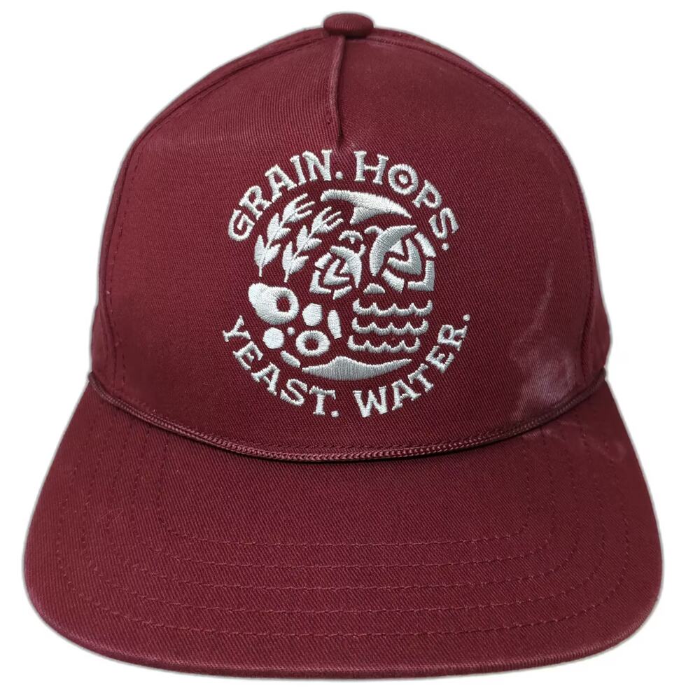 Coal 5 Panel Hat Red Snapback One Size New Belgium Beer Grain Hops Yeast Rope